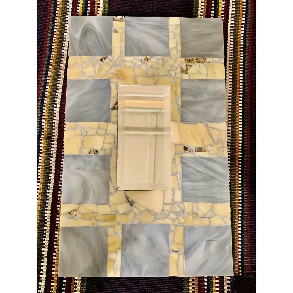 Mosaic Tile Decorative Rectangular Wall Mirror 12” x 7”